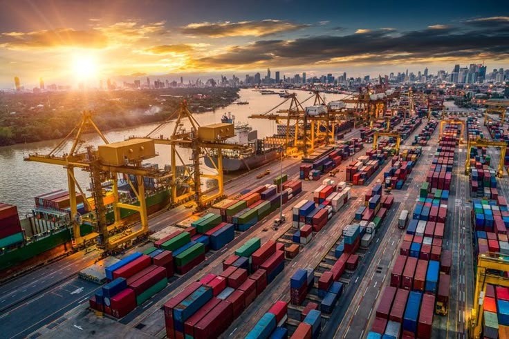 Freight logistics and shipping containers illustrated in the company profile